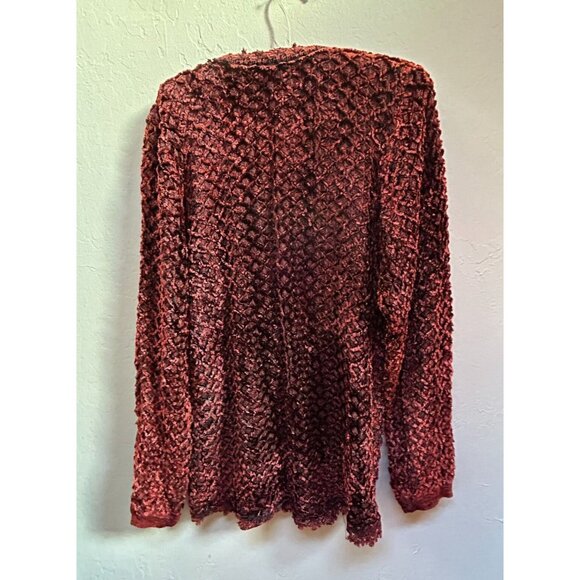 Women's XL Rust Red Cardigan Sweater Textured Knitted Button Front Long Sleeve - Picture 2 of 8